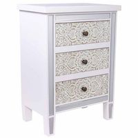 mesita de madera y cristal de 3 cajones 48x30x66