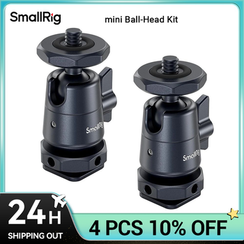 SmallRig-mini Kit de soporte de montaje de cabeza esférica con zapata fría extraíble (2 piezas), rotación de 360 ° y cabezal de bola inclinable de 135 °, carga de 1,5 kg, 2948B