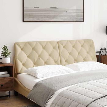 Cabecero De Cama Acolchado Tela Crema 160 Cm