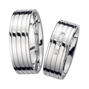 Alianzas oro blanco con diamantes ancho 7 mm