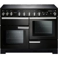 rangemaster professional deluxe 110 induction range cooker - black  chrome black