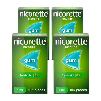 Nicorette Gum 4mg Freshmint - 105 Pieces - 4 Pack