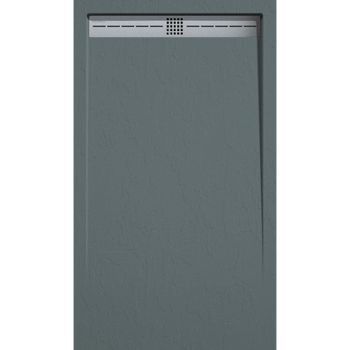 Plato De Ducha Pizarra Arco Antracita 90x200 Cm Rejilla Inox
