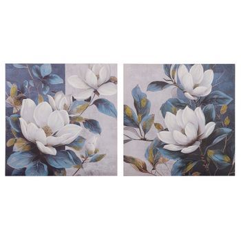 Set 2 Lienzos Flores 40% Pintado A Mano 60x3x60 Cm