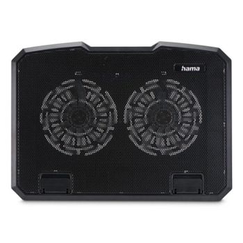 Soporte refrigerante portátil Hama Black Metal 2 ventiladores LED azul hasta 15,6