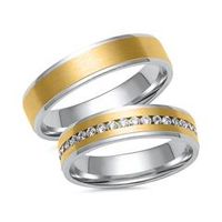 alianzas en oro blanco y amarillo con 37 diamantes