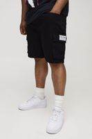 pantalon corto plus vaquero cargo holgado con etiqueta de tela negro