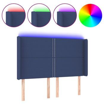 Cabecero Con Led De Tela Azul 147x16x118/128 Cm Vidaxl