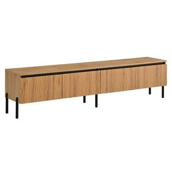 Mueble Tv De 180 Cm Con Cuatro Puertas Onduladas Y Patas Metálicas