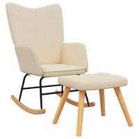 sillon de salon  silla mecedora con reposapies tela color crema