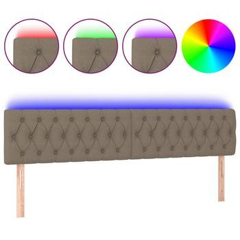 Cabecero Con Led De Tela Gris Taupe 180x7x78/88 Cm Vidaxl
