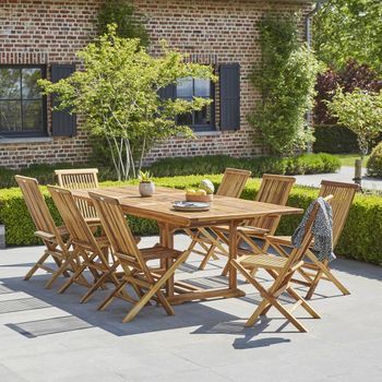 Salón De Jardín De Madera Teca Maciza Aceitada 8/10 Pers.