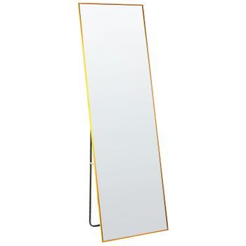 Espejo De Pie 50 X 156 Cm Marco Rectangular De Cuerpo Entero Con Soporte Dorado Beauvais