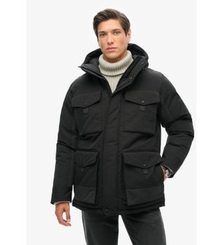 Superdry para hombre. M5011992A Parka táctica Everest negro (S), Casual, Poliéster Reciclado, Sostenible