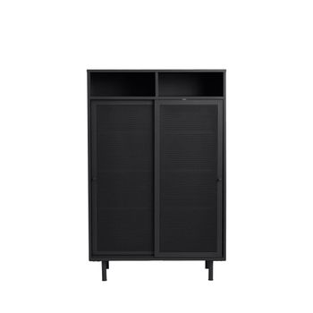Vitrina de 2 puertas, 2 estantes de metal h140cm - negro