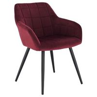 silla de comedor con reposabrazos silla de cocina silla de salon de terciopelo patas de metal burdeos - woltu