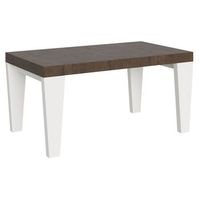 mesa extensible de madera de nogal y patas de madera blanca de 6 a 20 plazas kristo de 160 a 420 cm-soporte 2 pies