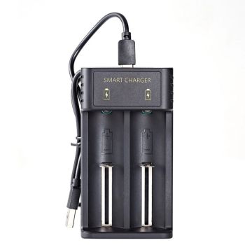 Cargador de batería de 2 ranuras para baterías 18650 Tipo-C para baterías recargables de litio de 4,2V 10440/14500/14650