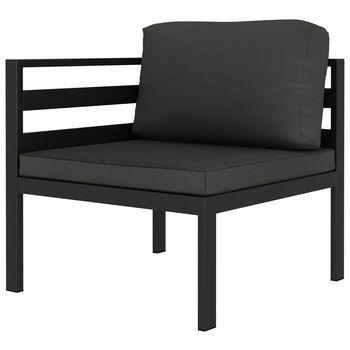 Set Muebles De Jardín 8 Piezas Y Cojines Aluminio Gris Antracita