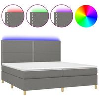 estructura de cama led con cabecero con somier colchon 200x200 cm tela gris oscuro tdl0208286