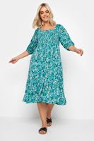 yours vestido de flores azules con botones de adorno mujer curvy y tallas grandes yours