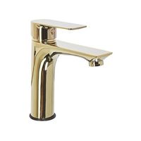 grifo mono mando para lavabo cano plano mono mando de laton dorado berloi