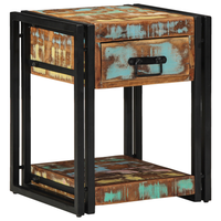 pack 2 uds mesitas de noche  mesilla de noche  cabinete de noche madera maciza reciclada 40x40x50 cm cfw49812