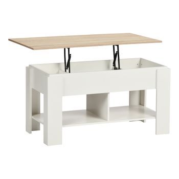 Mesa De Centro Elevable De Mdf Urban Meuble 96x50 Cm - Blanco
