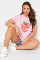 limited collection camiseta algodon rosa fresa  mujer curvy y tallas grandes limited collection