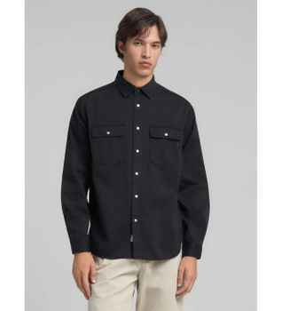 Replay para hombre. M4147.000.84762G Sobrecamisa Oxford negro (S), Casual, Algodón, Manga corta