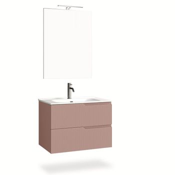 Mueble de baño 4 piezas en mdf rosa polvo