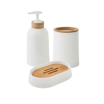 Juego de baño liso de 3 piezas de bambú