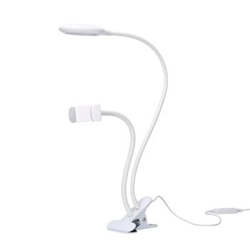 Flexo portátil LED Pinza móvil Luz orientable y regulable Blanco April