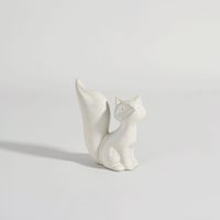 figura decorativa de zorro de gres blanco 16 cm