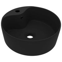 lavabo de bano moderno  lavabo lujoso con rebosadero ceramica negro mate 36x13 cm