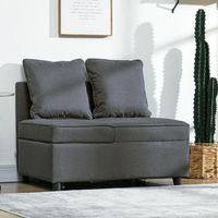 sofa cama de 1 plaza de poliester madera homcom 98x71x82 cm gris