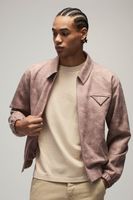 chaqueta harrington recta de ante sintetico efecto destenido pink