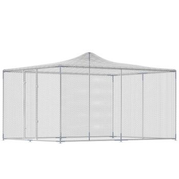 PawHut Gallinero para Exterior Grande 4x3x1,97 m 12 m² Gallinero de Acero Galvanizado con Puerta con Doble Cierre Plata