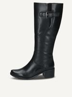 caprice boots black made of leather and synthetic with block heel size 37