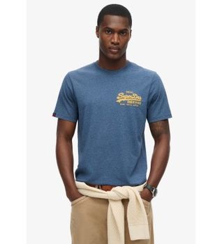 Superdry para hombre. M1012160A Camiseta clásica con logotipo Vintage azul (XL), Casual, Algodón, Manga corta