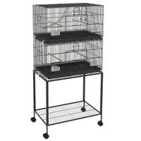 pawhut pajarera doble apilable 77x46x164 cm con ruedas perchas bandeja extraible columpio y escalera negro   aosom espana
