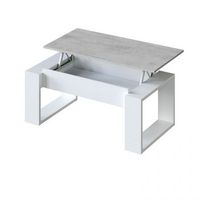 mesa de centro elevable con almacenaje oculto 105x45-54 cm nova blanco artik blanco mate - gris cemento 105 x 45r54 x 55 cm