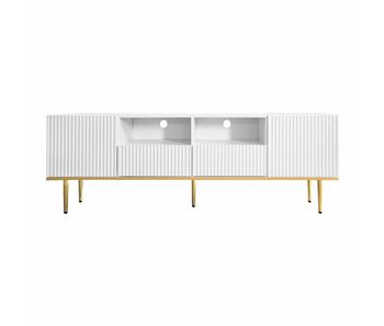 Mueble para tv moderno - con 2 puertas y 2 cajones - patas de metal - blanco