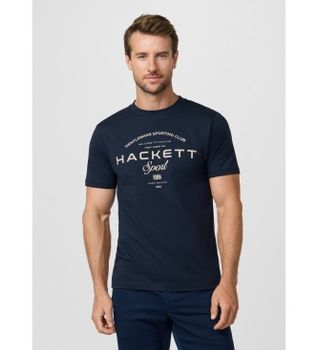 Hackett London para hombre. HM5000098 Camiseta gráfico club con logo fit clásico marino (M), Casual, Algodón, Manga corta