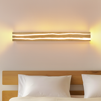 nettlife aplique pared led madera interior 80cm - lampara 13w blanco calido 3000k diseno moderno largo luz para salon pasillo escalera