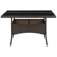 mesa de comedor  mesa de cena de jardin ratan sintetico y vidrio marron
