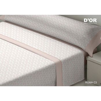 Juego De Sábanas D'or Roma Rosa Cama De 120 Franela