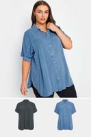 yours 2 pack curve blue  black chambray shirts mujer curvy y tallas grandes yours