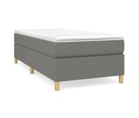 cama box spring con colchon tela gris oscuro 90x200 cm