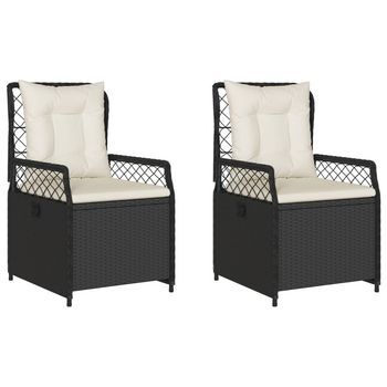 Pack 2 Uds Sillones De Jardín | Silla De Jardín | Silla De Exterior Reclinables Ratán Sintético Negro